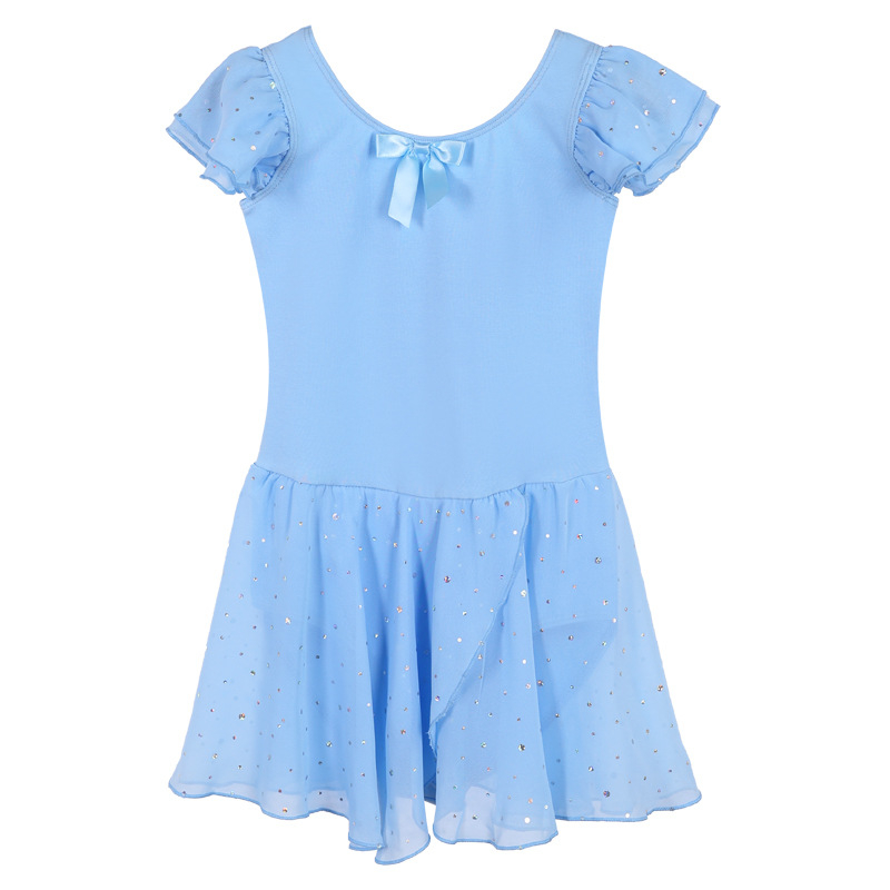 Rochie de dans pentru copii, mâneci scurte, bumbac de vară 93,2%, pentru fetițe 3-8 ani, pentru repetiții