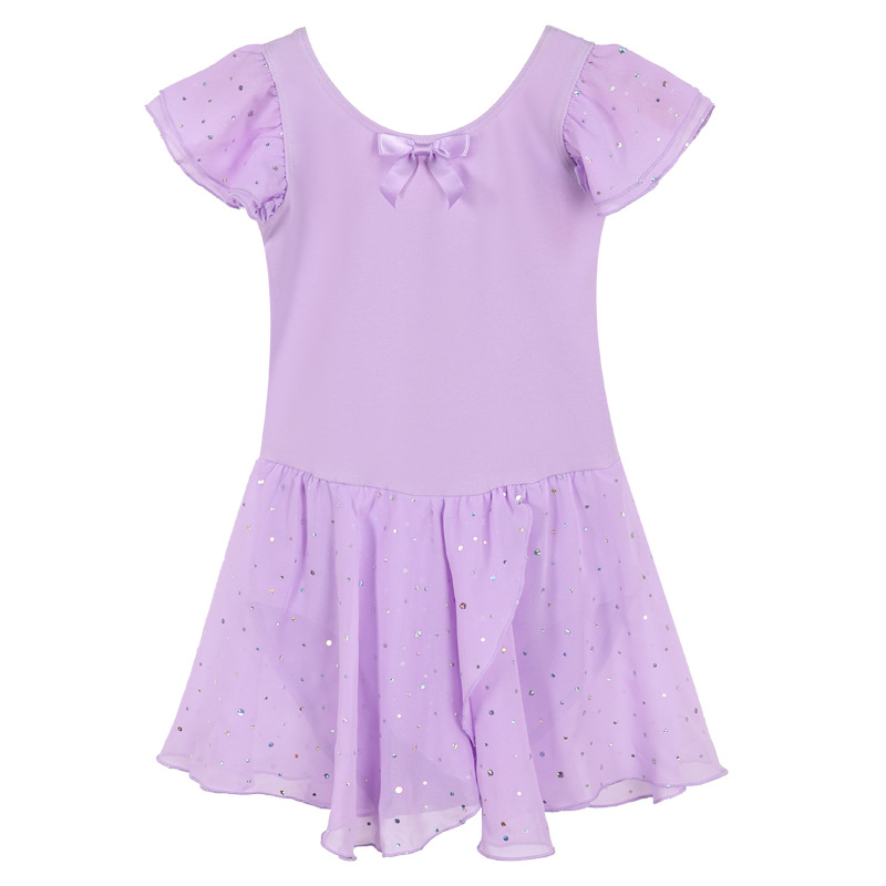 Rochie de dans pentru copii, mâneci scurte, bumbac de vară 93,2%, pentru fetițe 3-8 ani, pentru repetiții