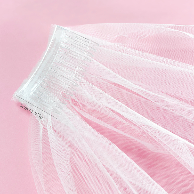 Комплект сватбени реквизити: воал, диадема и рамен колан — Kashitong; сатен + цинкова сплав; полуручна и полумеханична изработка; тегло 75 g