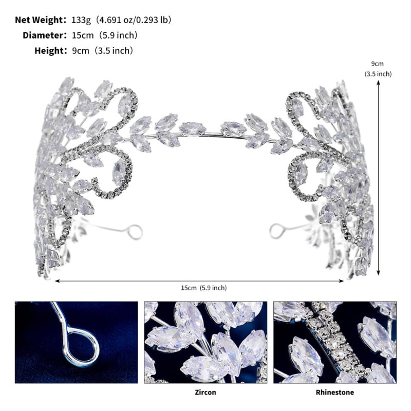 Mianino Rhinestone Diamond Hair Hoop – platus plaukų lankelis moterims, ekstravaganiškas stilius, asmeninė tendencija
