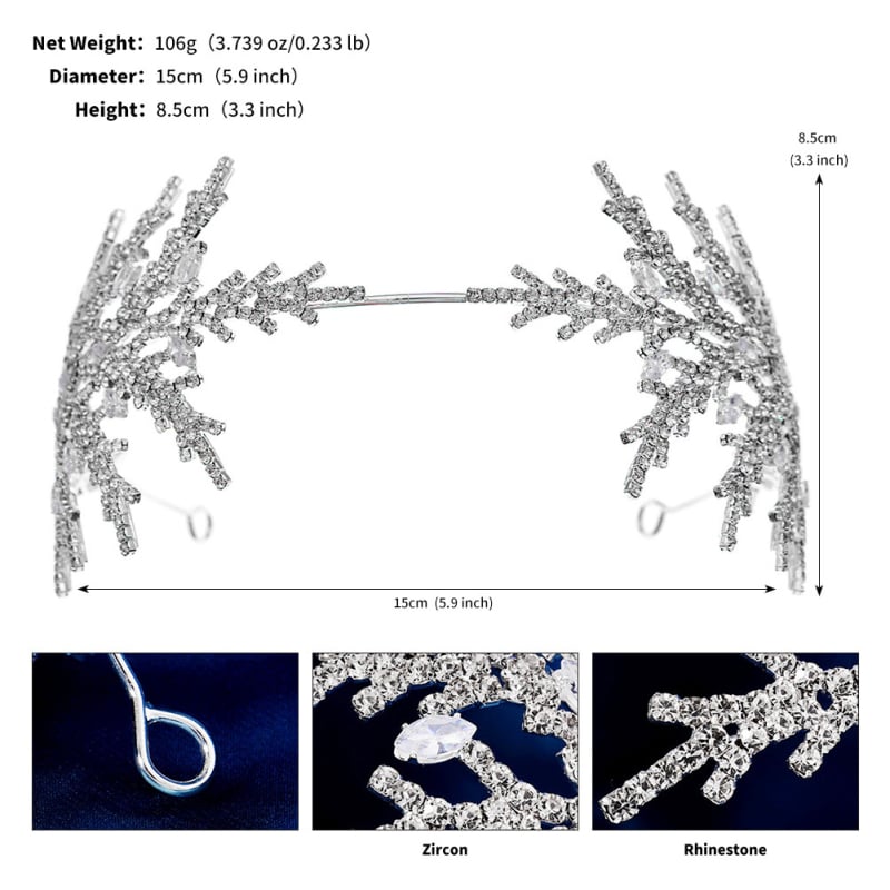 Mianino Rhinestone Diamond Hair Hoop – platus plaukų lankelis moterims, ekstravaganiškas stilius, asmeninė tendencija
