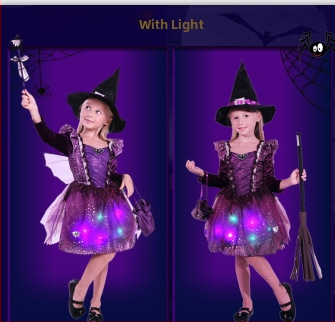 Vaikų Helovyno kostiumas: Raganių princų princesės suknelė sceniniam pasirodymui – organza su 80% polipropileno ir spandekso, kelnių komplektas, 3–8 metų vaikams, ruduo