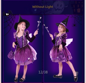 Vaikų Helovyno kostiumas: Raganių princų princesės suknelė sceniniam pasirodymui – organza su 80% polipropileno ir spandekso, kelnių komplektas, 3–8 metų vaikams, ruduo