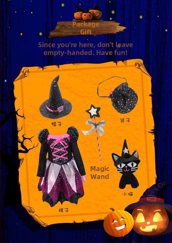 Vaikų Helovyno kostiumas: Raganių princų princesės suknelė sceniniam pasirodymui – organza su 80% polipropileno ir spandekso, kelnių komplektas, 3–8 metų vaikams, ruduo