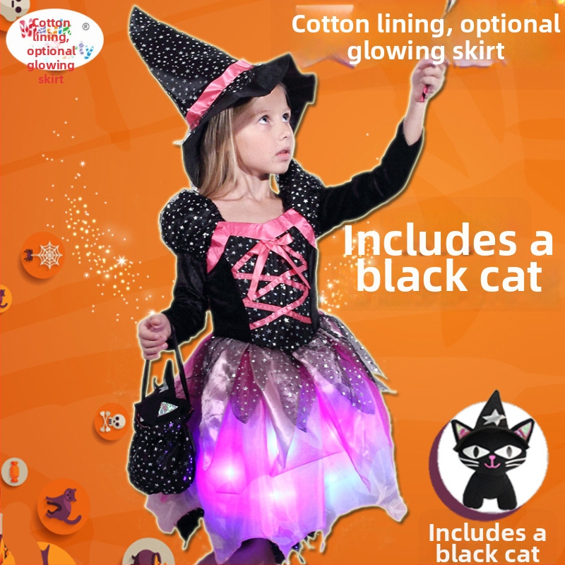 Vaikų Helovyno kostiumas: Raganių princų princesės suknelė sceniniam pasirodymui – organza su 80% polipropileno ir spandekso, kelnių komplektas, 3–8 metų vaikams, ruduo