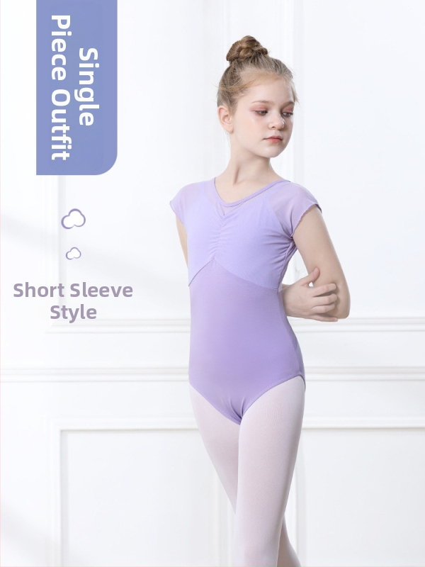 Mergaičių vasaros trumpomis rankovėmis šokių apranga su tutu sijonu, 95% medvilnė, švelnus audinio apdorojimas