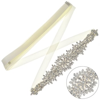 Vestuvinė juosta su rhinestones, kaspino sagtis, rišimo užsegimas, platus (>4 cm), lengvas prabangos stilius, 2023 m. pavasaris