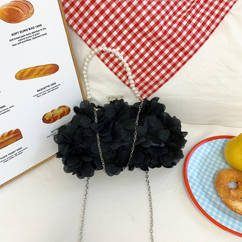 Вечерна чанта-клъч с дизайн на листенца, ръчна дръжка, плат, подплата полиестер, хоризонтално квадратна форма, закриване с ключалка, стил свеж и сладък