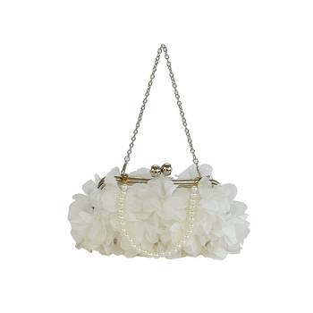 Вечерна чанта-клъч с дизайн на листенца, ръчна дръжка, плат, подплата полиестер, хоризонтално квадратна форма, закриване с ключалка, стил свеж и сладък