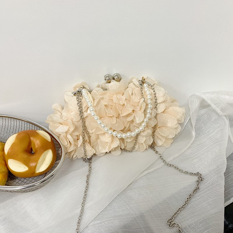 Вечерна чанта-клъч с дизайн на листенца, ръчна дръжка, плат, подплата полиестер, хоризонтално квадратна форма, закриване с ключалка, стил свеж и сладък