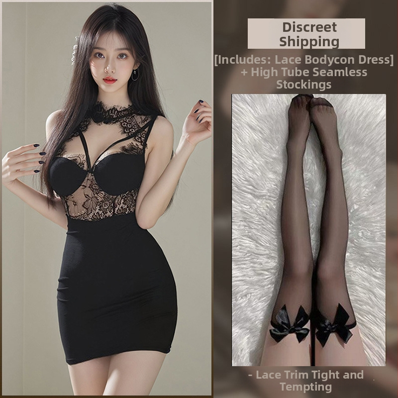 Seksualus apatinių komplektas su haltero kaklu ir siaura sijonui, cosplay įkvėptas Kinijos stiliaus, poliesteris 90–95%