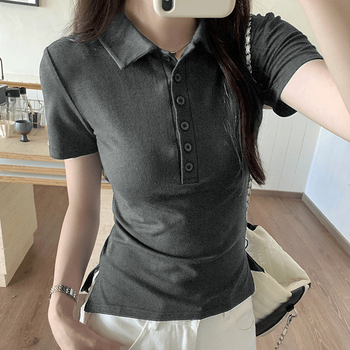 Ženska polo majica s kratkim rukavima, ljetni novi model, uski kroj, svestran i elegantan top