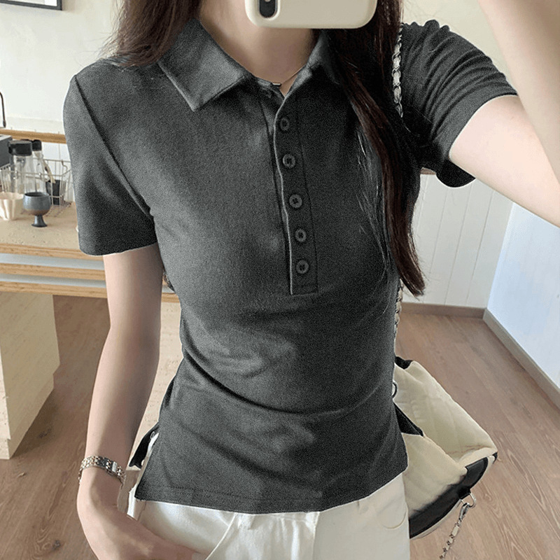 Ženska polo majica s kratkim rukavima, ljetni novi model, uski kroj, svestran i elegantan top