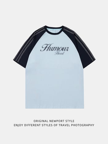 Raglan rankovių marškinėliai, apvalus kaklas, 100% medvilnė, laisvas kirpimas, grafinis atspaudas