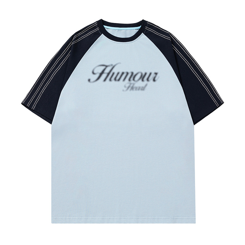 Raglan rankovių marškinėliai, apvalus kaklas, 100% medvilnė, laisvas kirpimas, grafinis atspaudas