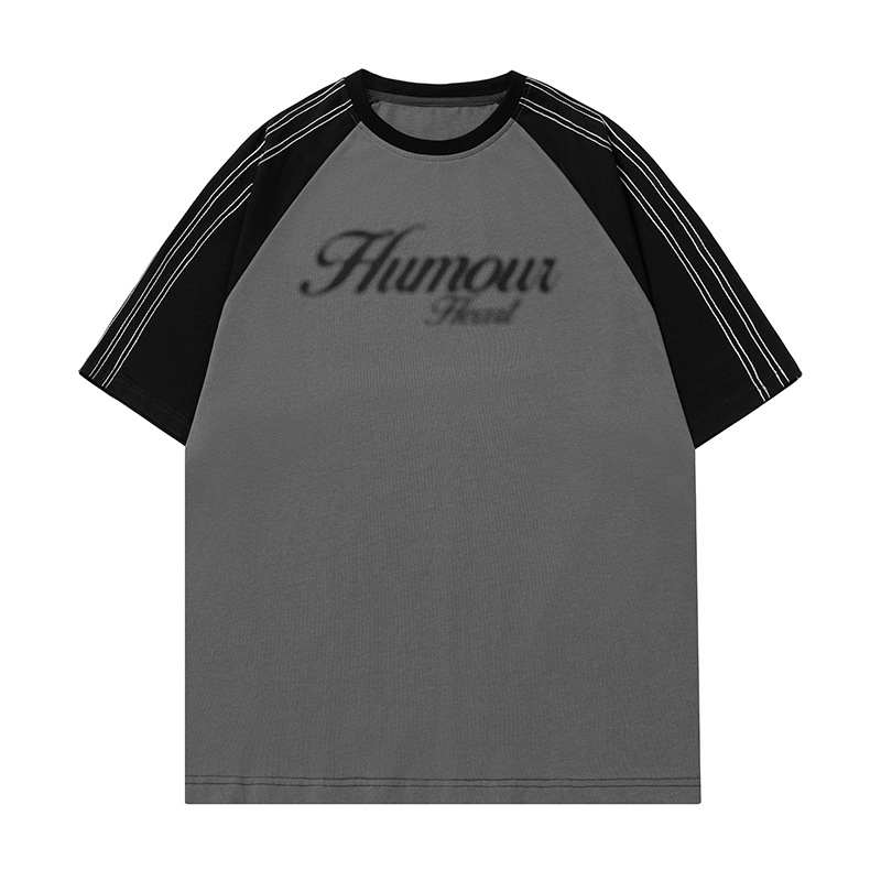 Raglan rankovių marškinėliai, apvalus kaklas, 100% medvilnė, laisvas kirpimas, grafinis atspaudas