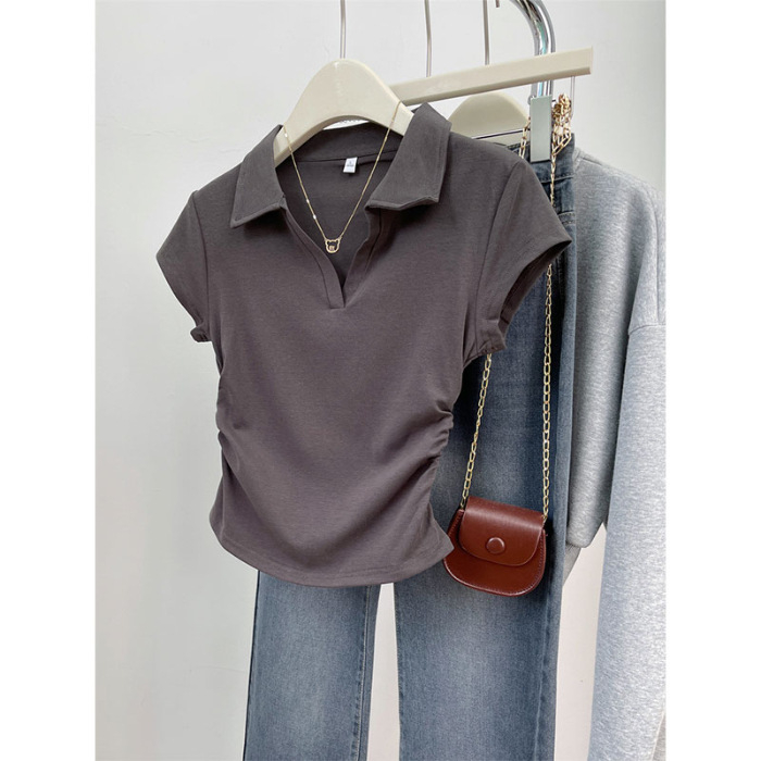 Žensko T-shirt s polo ovratnikom, slim fit, kratki rukavi, sadržaj pamuka 95%+