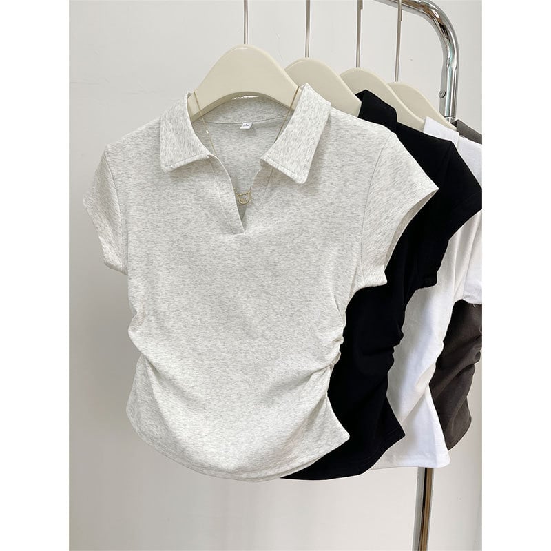 Žensko T-shirt s polo ovratnikom, slim fit, kratki rukavi, sadržaj pamuka 95%+
