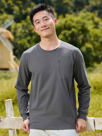 Unisex megztinis su apvaliu kaklu, ilgomis rankovėmis, drėgmės šalinimas, vientisas raštas, ruduo, tinka bėgimui ir dviračių važiavimui