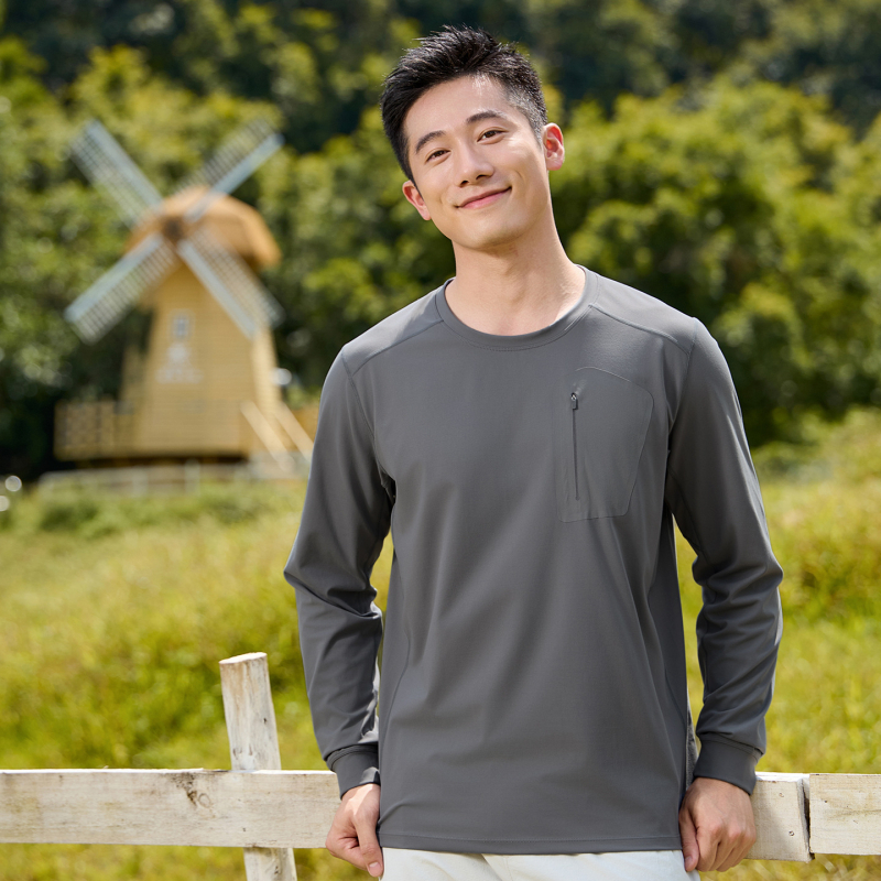 Unisex megztinis su apvaliu kaklu, ilgomis rankovėmis, drėgmės šalinimas, vientisas raštas, ruduo, tinka bėgimui ir dviračių važiavimui