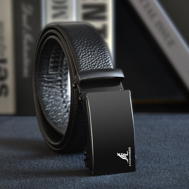 Vyrų diržas iš PU odos, lydinio sagtis, automatinis užsegimas, plotis 2–4 cm, verslo stilius