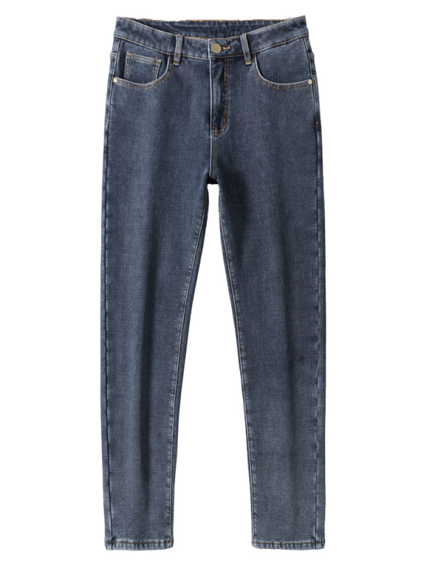 Meeste denimist teksad, sirged jalad, keskmine talje, mikroelastsus, ühes toonis, talv 2024