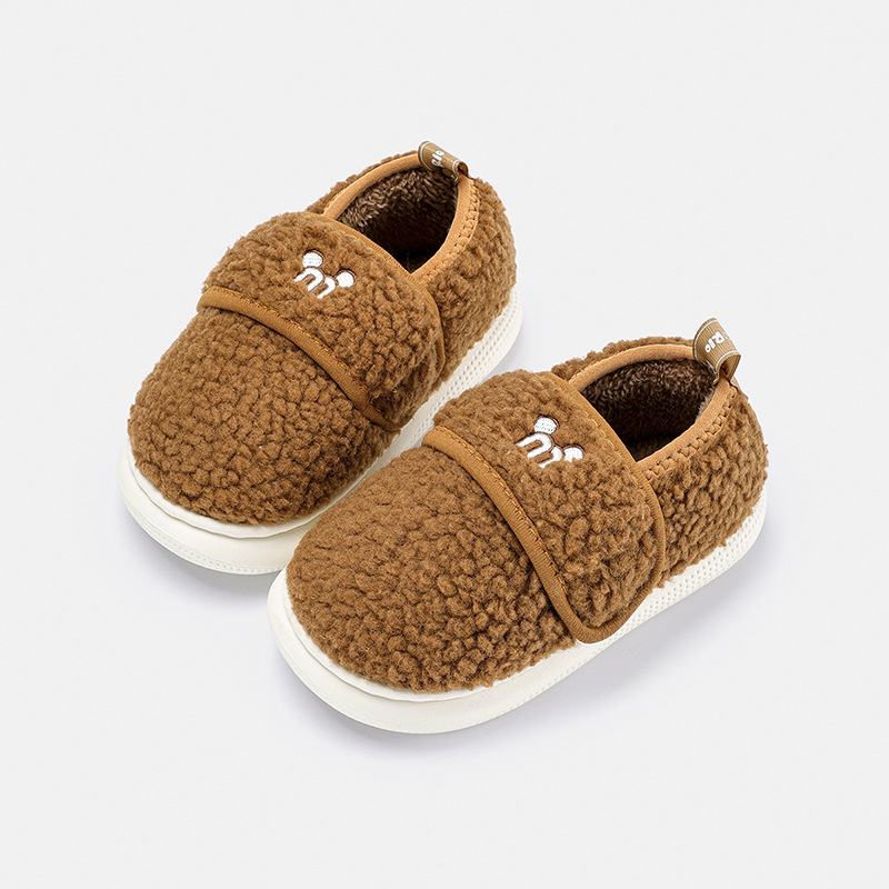 Детски топли памучни обувки за вкъщи, унисекс, възраст 4–16 г, произход Нинбо, Zhejiang, горна част: плюшена вътрешност, подметка EVA