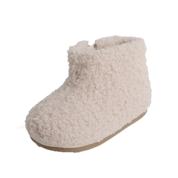 Зимни ботуши за момичета, възраст 1-6 години, горна част от полар флийс, гумена подметка, странична ципа, корейски стил