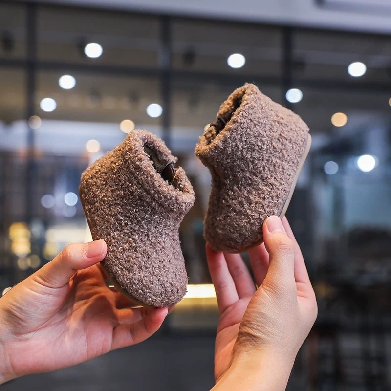 Зимни ботуши за момичета, възраст 1-6 години, горна част от полар флийс, гумена подметка, странична ципа, корейски стил