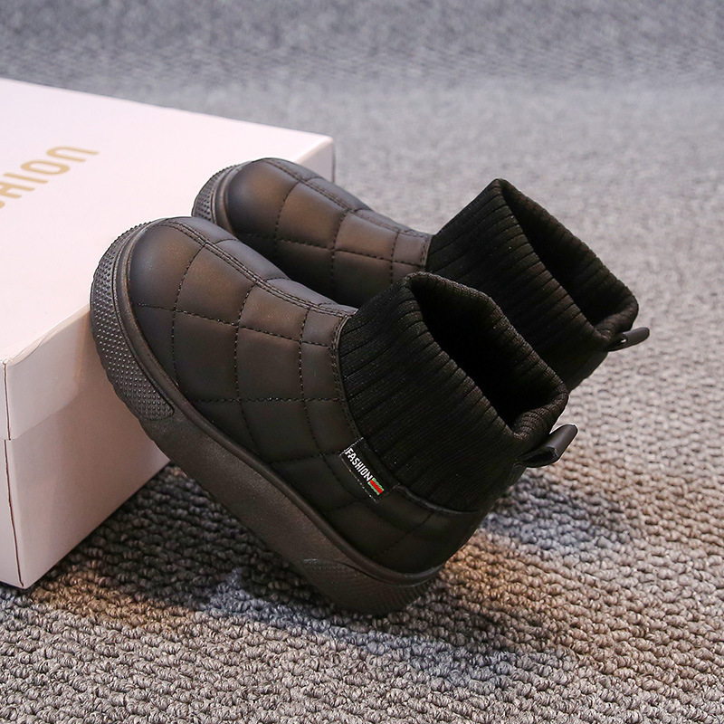 Детски ботуши с подплата от полар, горна част в райета, гумена подметка, унисекс, корейски модел