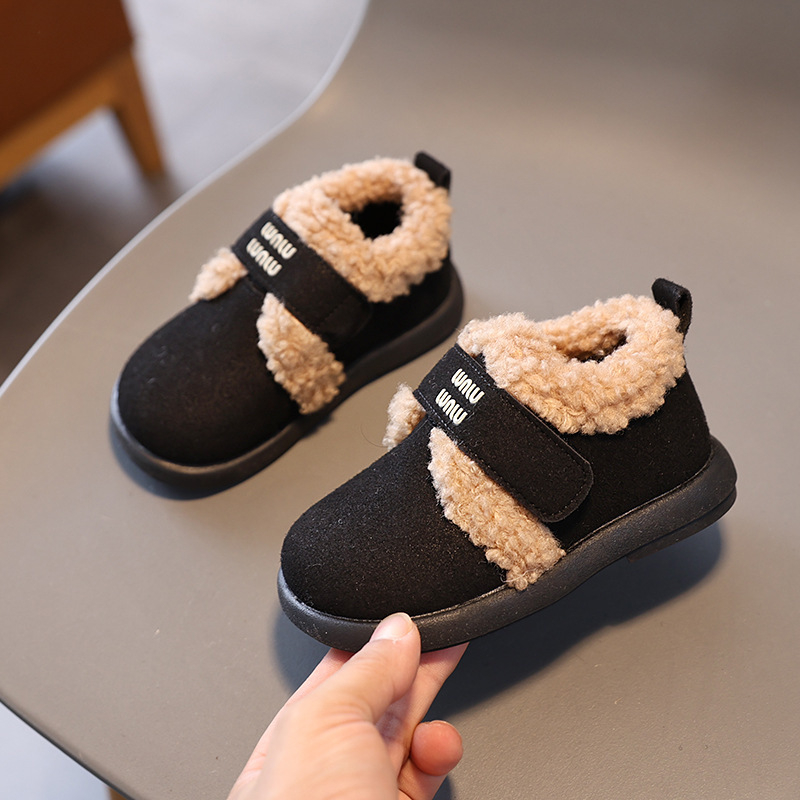 Unisex lastele talvised nubukist nahast talvesaapad voodriga, Velcro-sulg, veekindla kummitald, sobivad 1–6aastastele