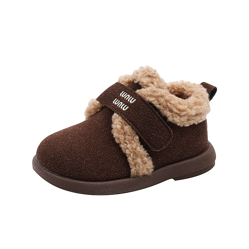 Unisex lastele talvised nubukist nahast talvesaapad voodriga, Velcro-sulg, veekindla kummitald, sobivad 1–6aastastele