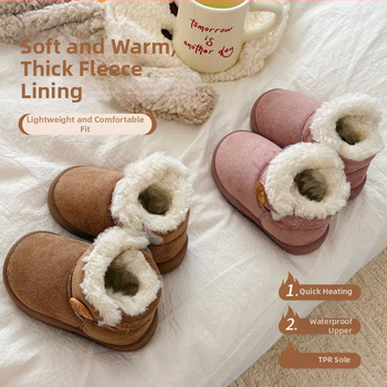 Unisex velūra potītes zābaki ar integrētu kažokādu un flīsa odere, ziemas bērnu zābaki vecumā 1–12 gadi