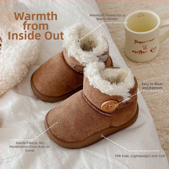 Unisex velūra potītes zābaki ar integrētu kažokādu un flīsa odere, ziemas bērnu zābaki vecumā 1–12 gadi