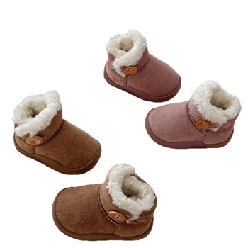 Унисекс велурени ботуши до глезена, със вградена пухена подплата и флисово вътрешно покритие, за деца 1–12 години