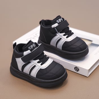 Uniszex gyerek futócipő, PU felsőrész, fleece belső, Velcro-zárás, gumitalp, téli meleg, csúszásmentes