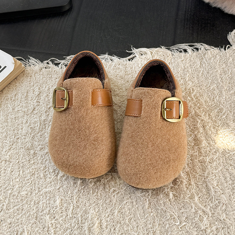 Унисекс детски обувки в корейски стил, горна част от изкуствена кожа, лепенка, подплата от флийс, за деца на възраст 4–12 години