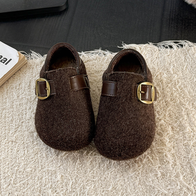 Унисекс детски обувки в корейски стил, горна част от изкуствена кожа, лепенка, подплата от флийс, за деца на възраст 4–12 години