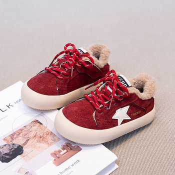 Vaikų žieminiai sportiniai ir laisvalaikio bateliai — superfiber viršus, Velcro užsegimas, fleece pamušalas šilumai, žvaigždučių raštas, guminė padas