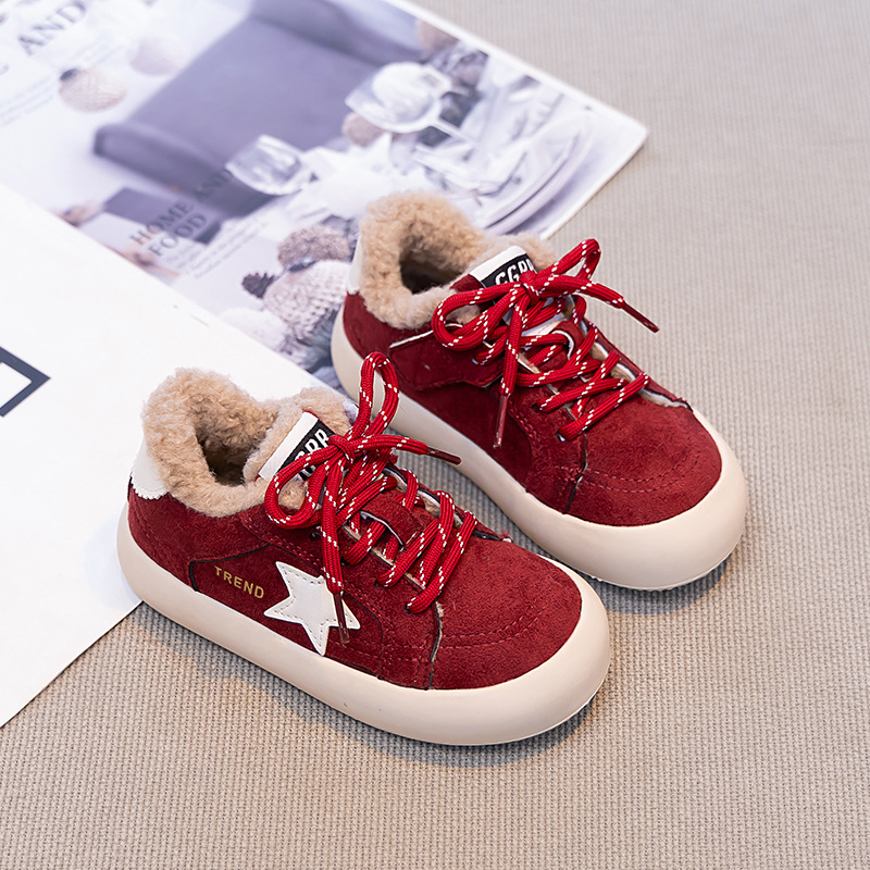 Vaikų žieminiai sportiniai ir laisvalaikio bateliai — superfiber viršus, Velcro užsegimas, fleece pamušalas šilumai, žvaigždučių raštas, guminė padas