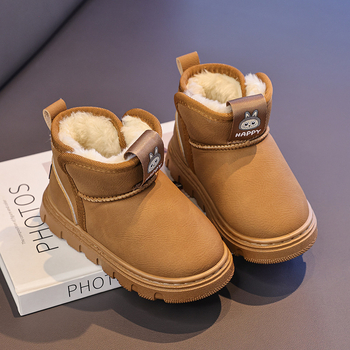 Vaikų žieminiai sniego batai, atsparūs vandeniui, neslidūs, su vilnine vidine danga, PU viršus, natūralaus kaučuko padas