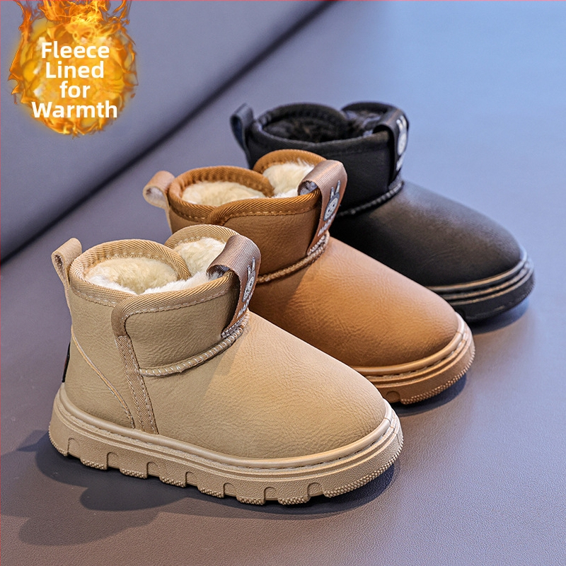 Detské zimné topánky na sneh, nepremokavé, protišmykové, s fleecovou podšívkou, PU horná časť, podrážka z prírodného kaučuku