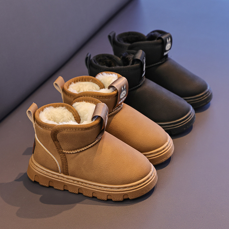 Детски зимни снегоботи, водоустойчиви, неподхлъзващи, с флис подплата, PU горна част, подметка от естествен каучук