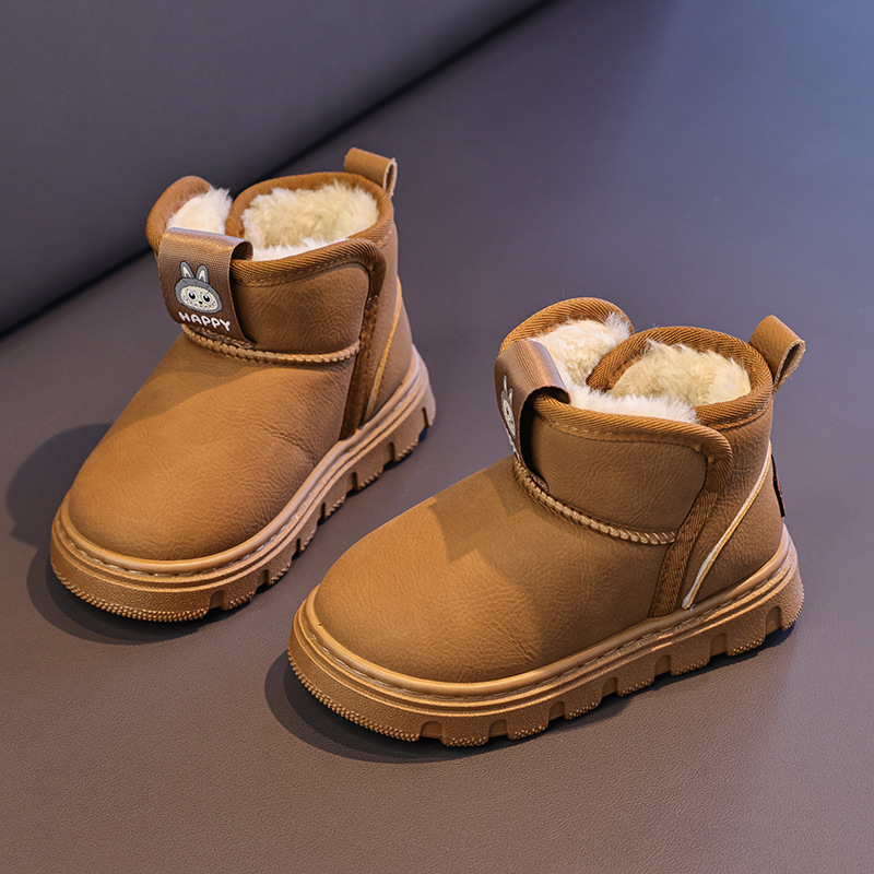 Vaikų žieminiai sniego batai, atsparūs vandeniui, neslidūs, su vilnine vidine danga, PU viršus, natūralaus kaučuko padas