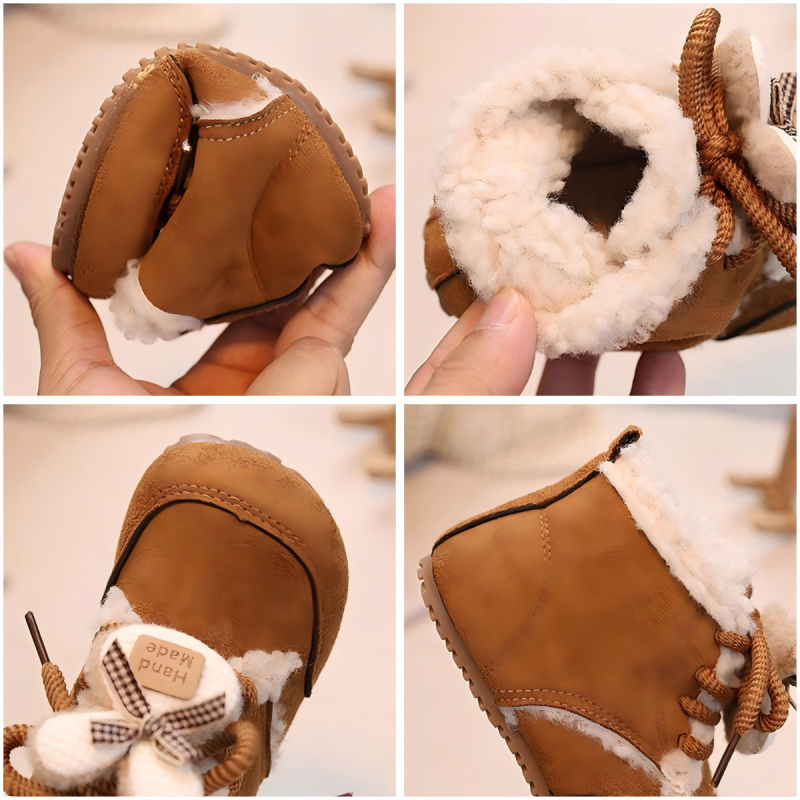 За деца 1–12 г, зимни обувки с принт зайче, горна част от супер мек велур, гумена подметка, Зима 2025