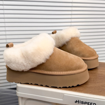 Sieviešu sniega zābaki ar ovčādas augšdaļu, vilnas odai, gumijas zole, zemais augstums, apaļa purngala