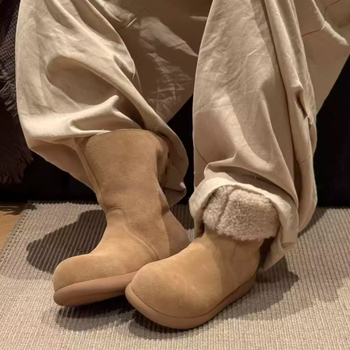 Love xiu bingxin Sieviešu sniega zābaki - Nubuk ādas augšdaļa, mākslīgās kažokādas iekšpuse, gumijas zole, zems augšējais augstums, apaļa purngala