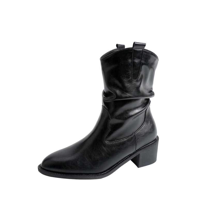 Γυναικεία μποτάκια Martin με μυτερό δάχτυλο, παχύ τακούνι 3–5 cm, PU άνω μέρος, σόλα από καουτσούκ, εσωτερική επένδυση από δίχτυ