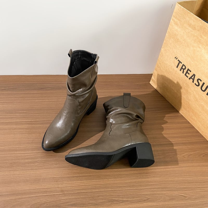 Γυναικεία μποτάκια Martin με μυτερό δάχτυλο, παχύ τακούνι 3–5 cm, PU άνω μέρος, σόλα από καουτσούκ, εσωτερική επένδυση από δίχτυ