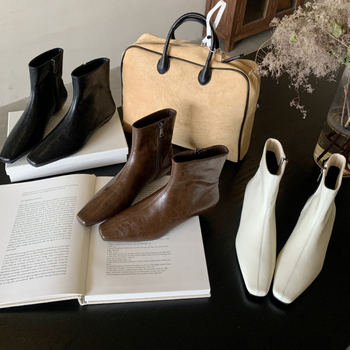 Madingi moterų batai su Super Fiber viršutine dalimi, gumos padas, žemas 1-3 cm kulnas, šoninis užtrauktukas